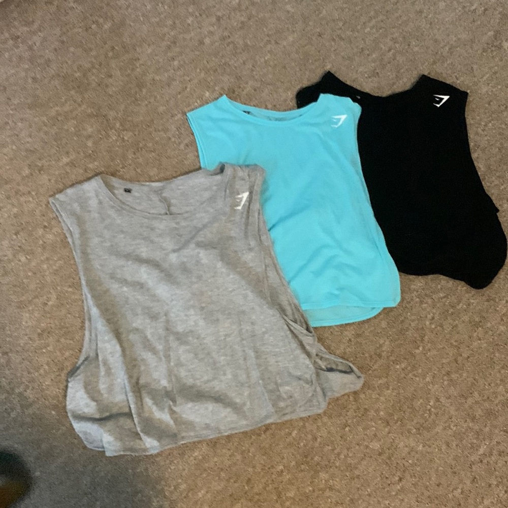 Sleeveless/crop top exercise shirt.